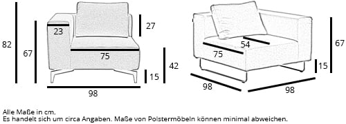Eckelement LOTUS / OHIO / PASSION von Softline Maße