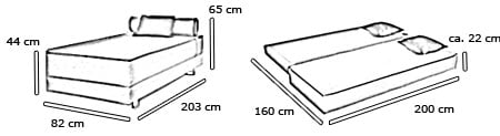 LUBI Schlafsofa / Daybed von Softline Maße