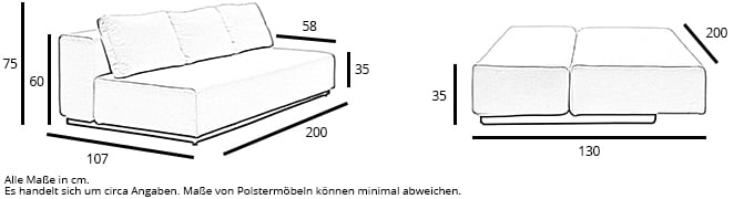 3 Personen Sofa NEVADA von Softline Maße