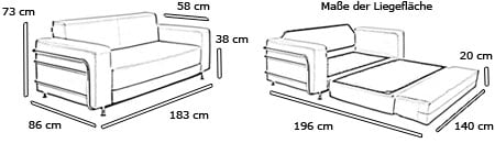 Schlafsofa SILVER von Softline Maße