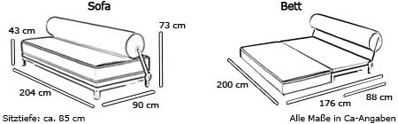 Schlafsofa / Daybed SLEEP von Softline Maße