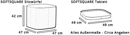 Tablett für Hocker SOFTSQUARE von Softline Maße