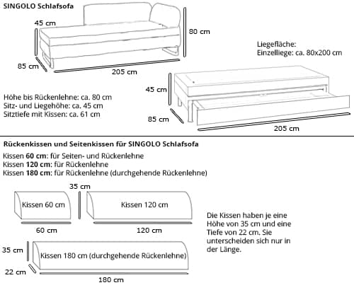 Schlafliege SINGOLO von Swiss Plus Maße