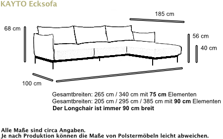 KAYTO Ecksofa mit Longchair und flexibler Armlehnen - von Tenksom